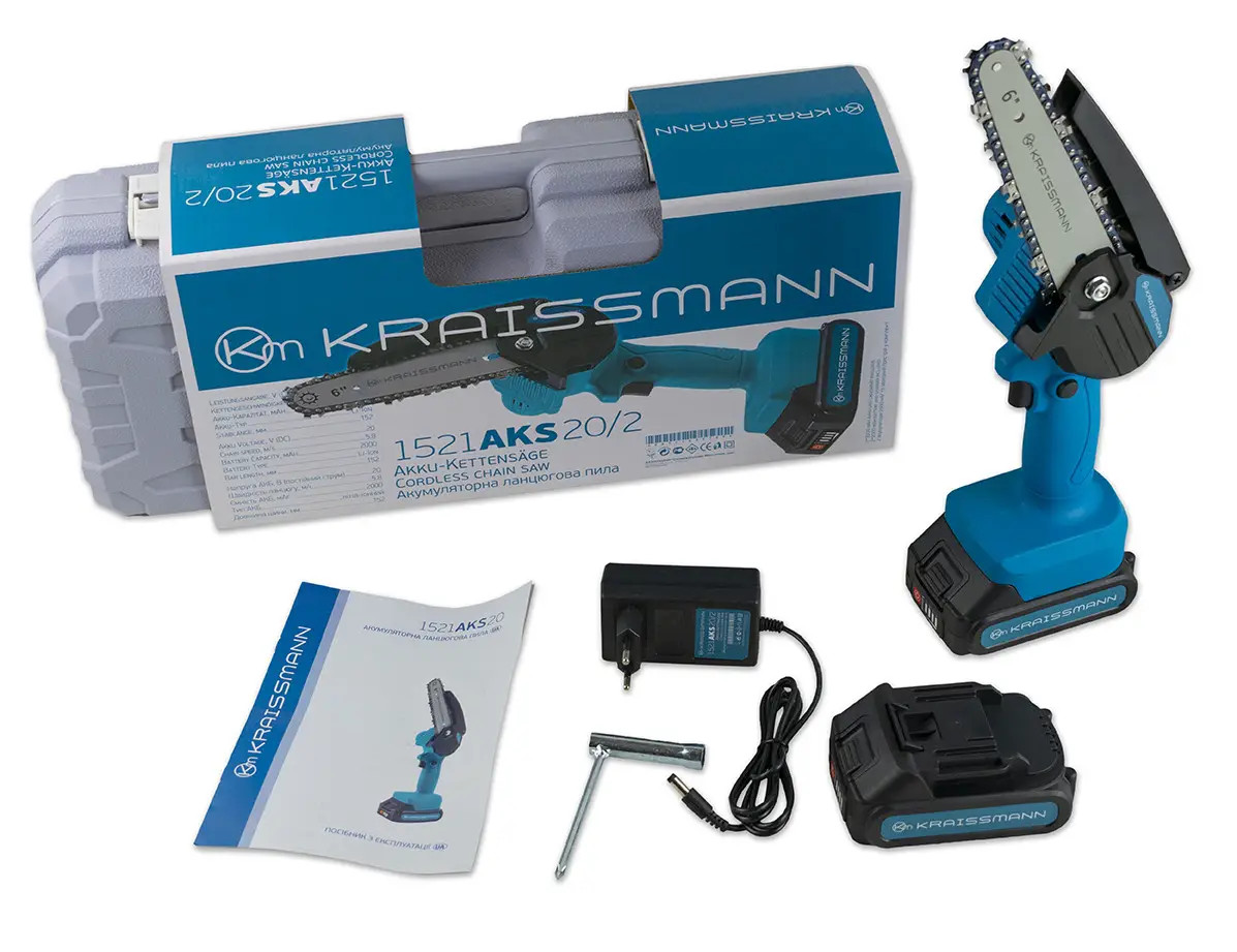 Акумуляторна міні-ланцюгова пила Kraissmann 1521 AKS 20/2