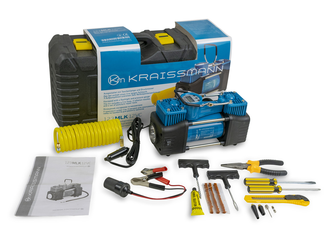 Автомобільний компресор Kraissmann 123 MLK 12VС з набором