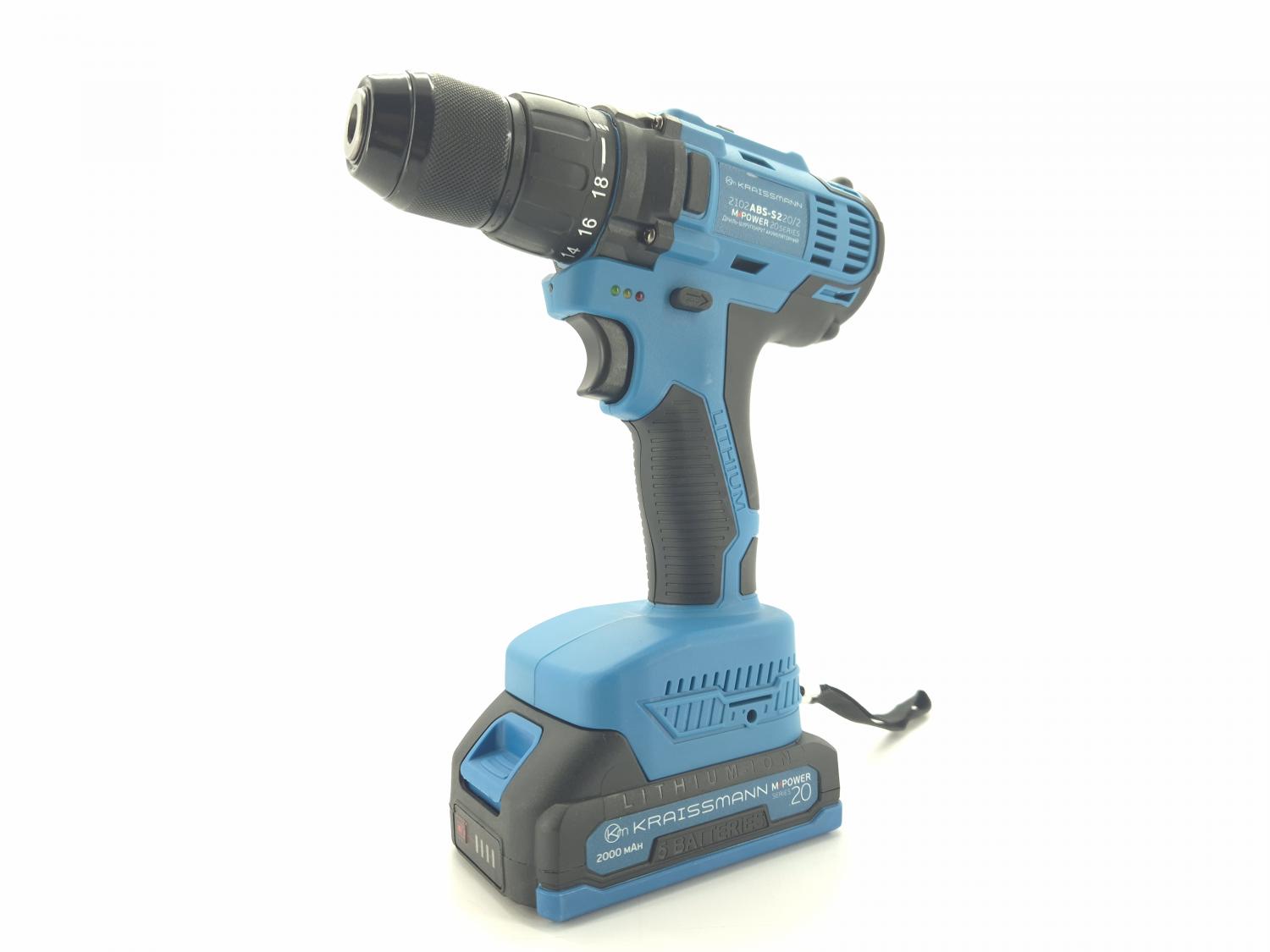 Акумуляторний шурупокрут Kraissmann 2102 ABS 20/2 (без АКБ та ЗП, в кейсі)