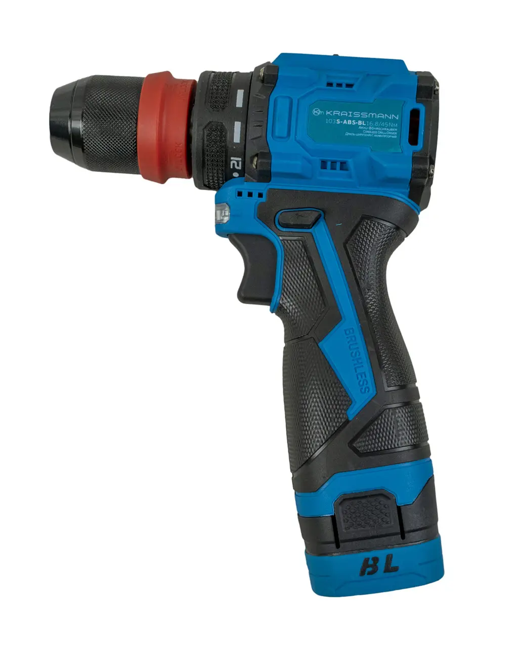 Акумуляторний шуруповерт Kraissmann 103 S-ABS-BL 16.8/45 Nm металевий швидкоз'ємний патрон