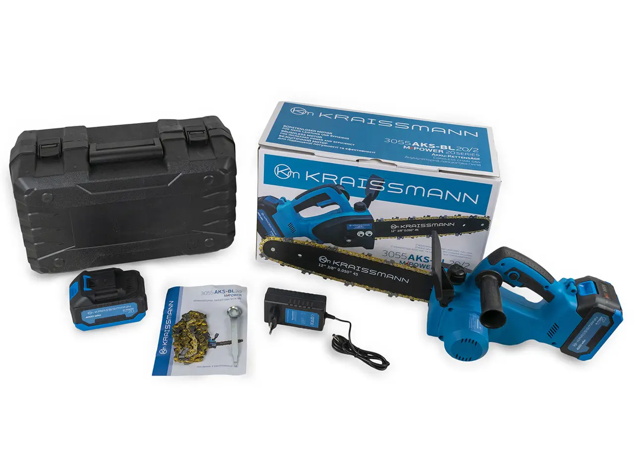 Акумуляторна міні-ланцюгова пила Kraissmann 3055 AKS-BL 20/2 MP