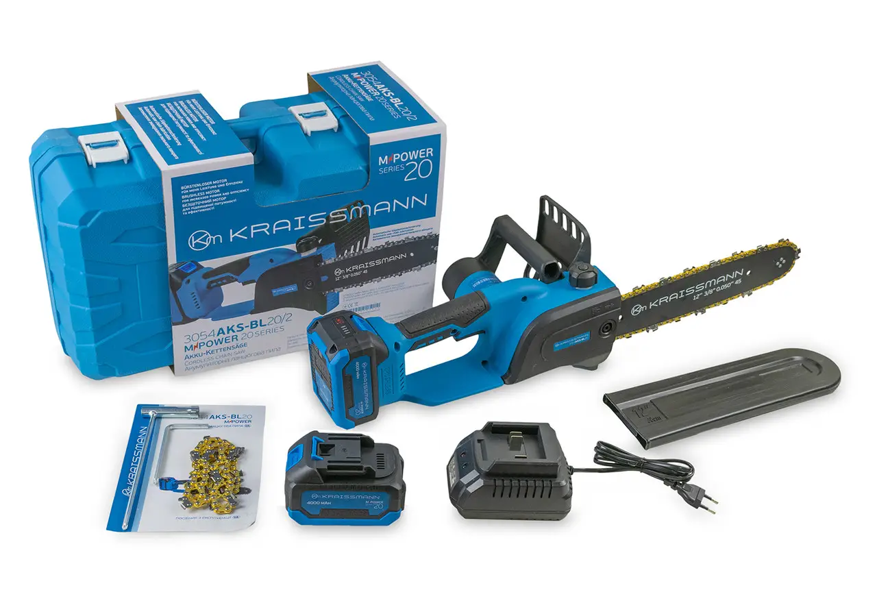 Акумуляторна міні-ланцюгова пила Kraissmann 3054 AKS-BL 20/2 MP