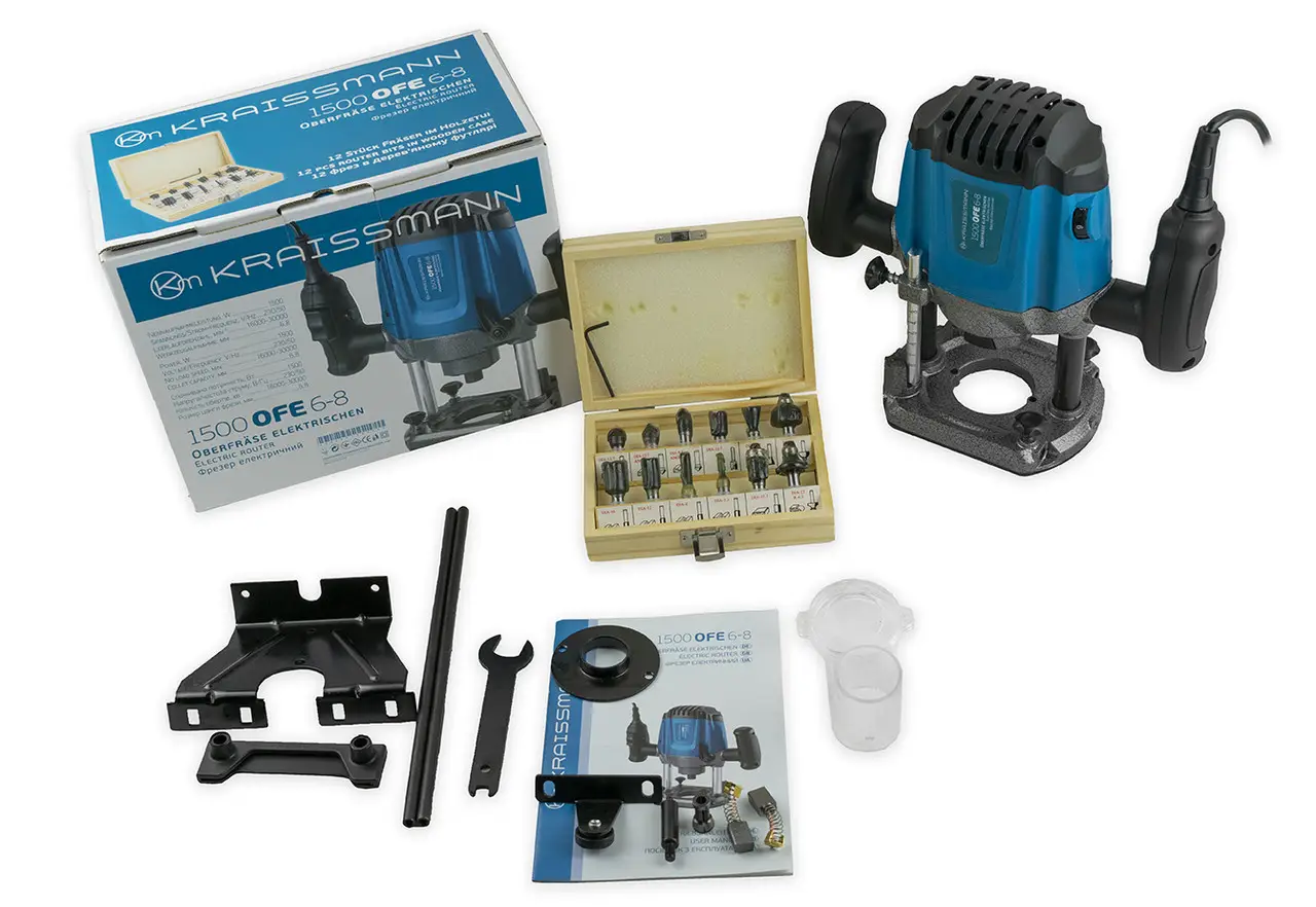 Фрезер Kraissmann 1500 OFE 6-8  (з набором фрез 12 шт)