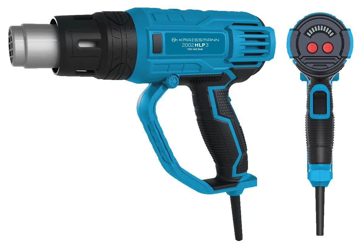 Фен будівельний Kraissmann 2002 HLP 3C (кейс, набір сопел та скребків)