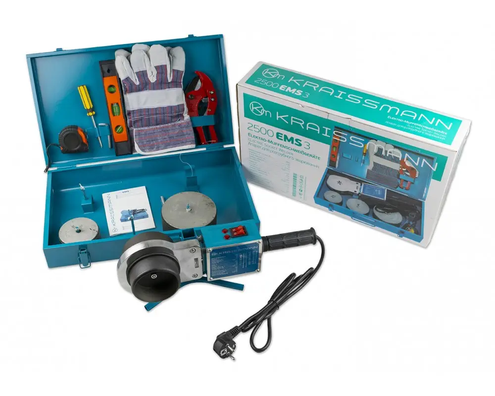 Паяльник для пластикових труб Kraissmann 2500 EMS 3  (три насадки 75, 90, 110 мм)