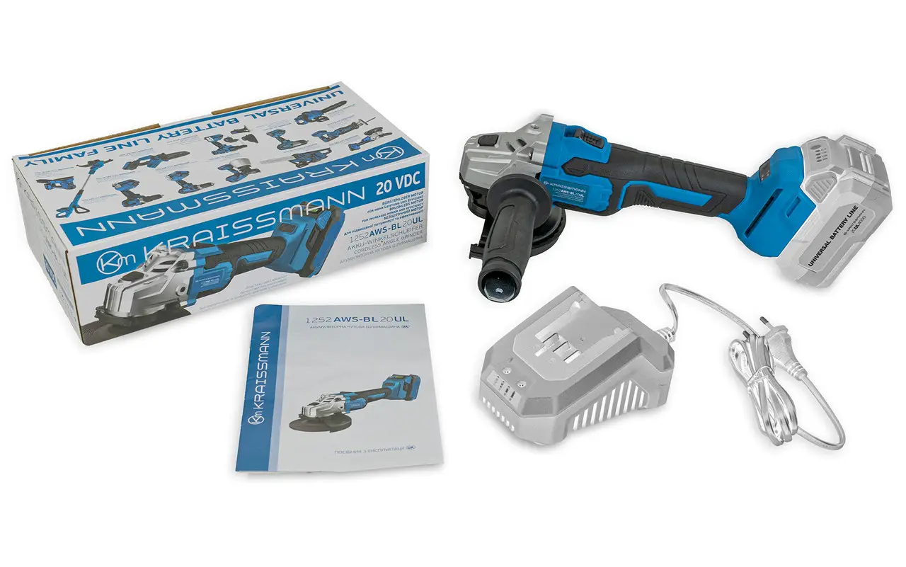 Кутова шліфмашина Kraissmann 1252 AWS-BL 20UL (без акум. та зарядного пристрою)